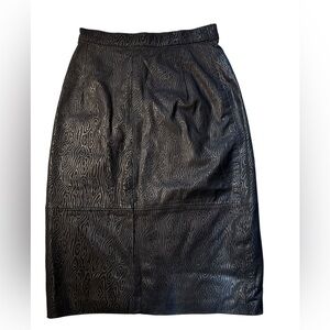Gino Di Giorgio Vintage Y2K black 100% genuine Leather Pencil Skirt size 5/6